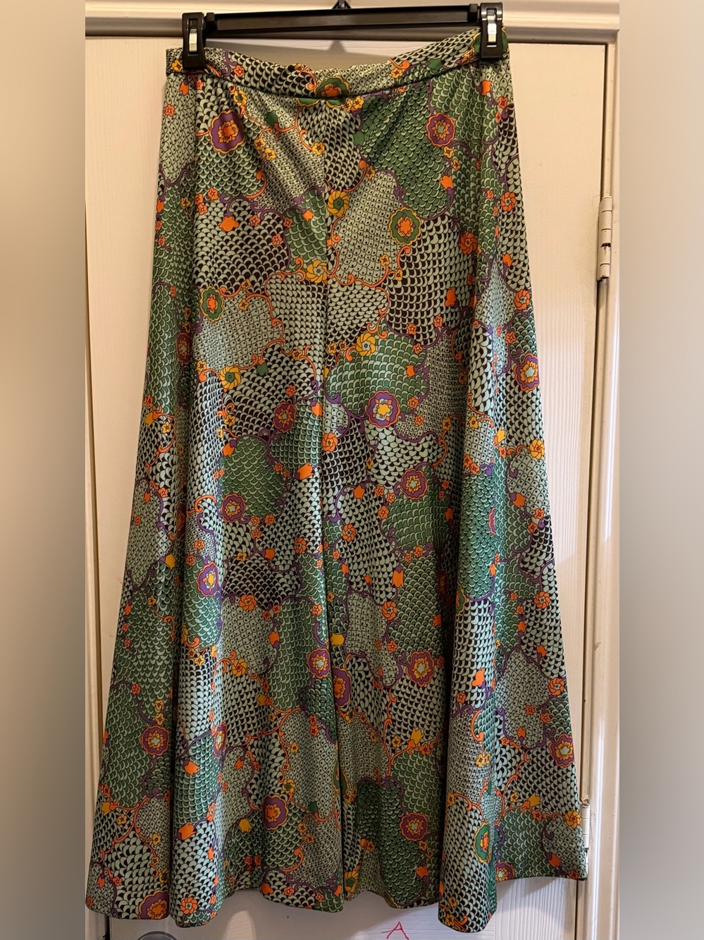 Groovy Vintage 60/70’s ILGWU Green Floral Palazzo Pants With Orange/Purple